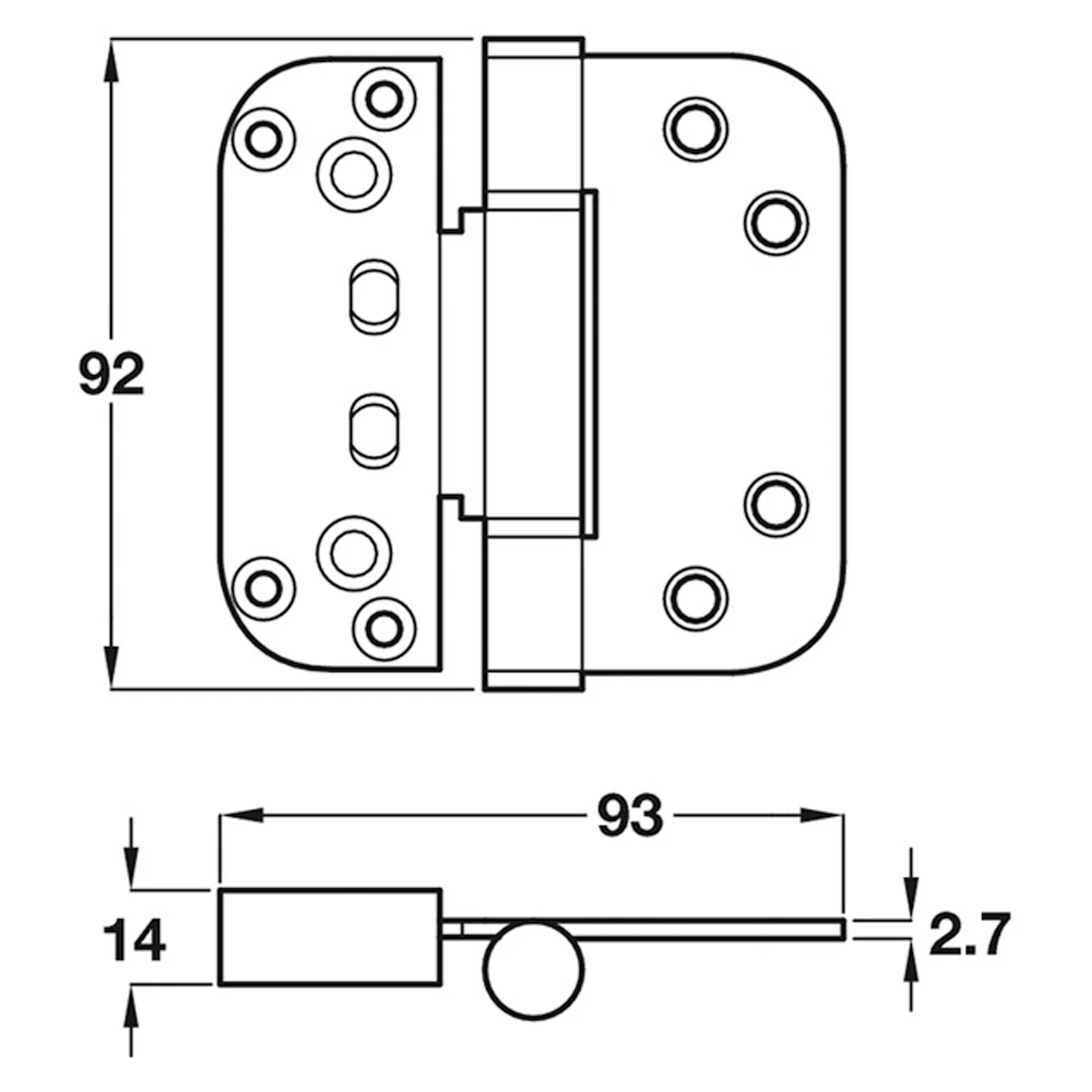 3D ADJUSTABLE HINGE 92x93 SILVER - Image 2