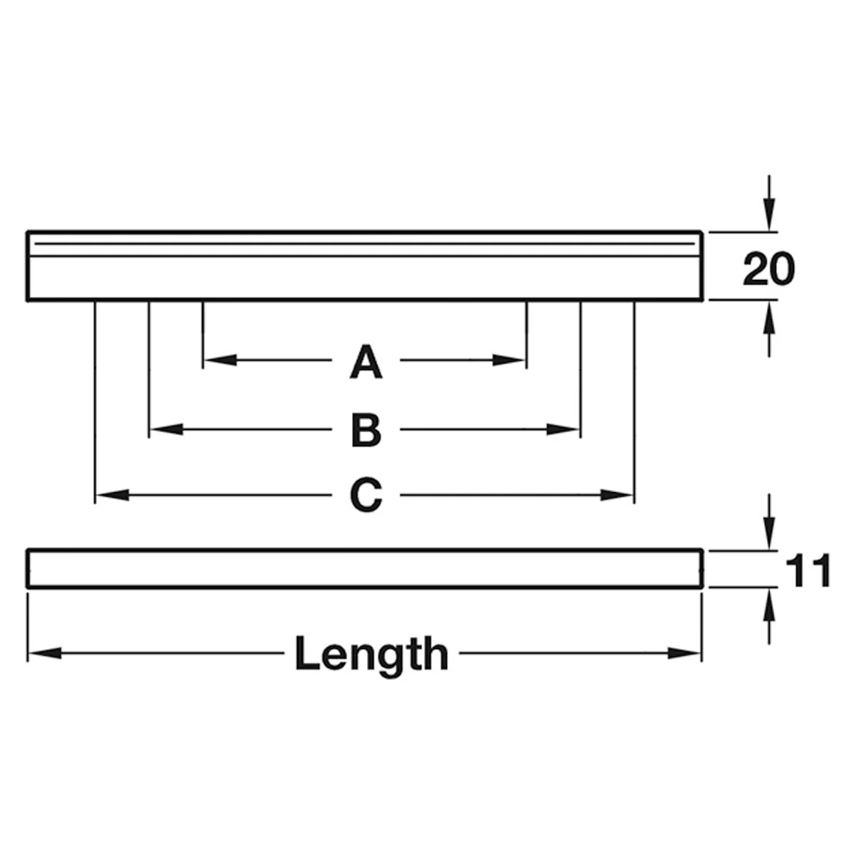 ANGLE PULL HANDLE 128/160HC ALU/PCP - Image 2