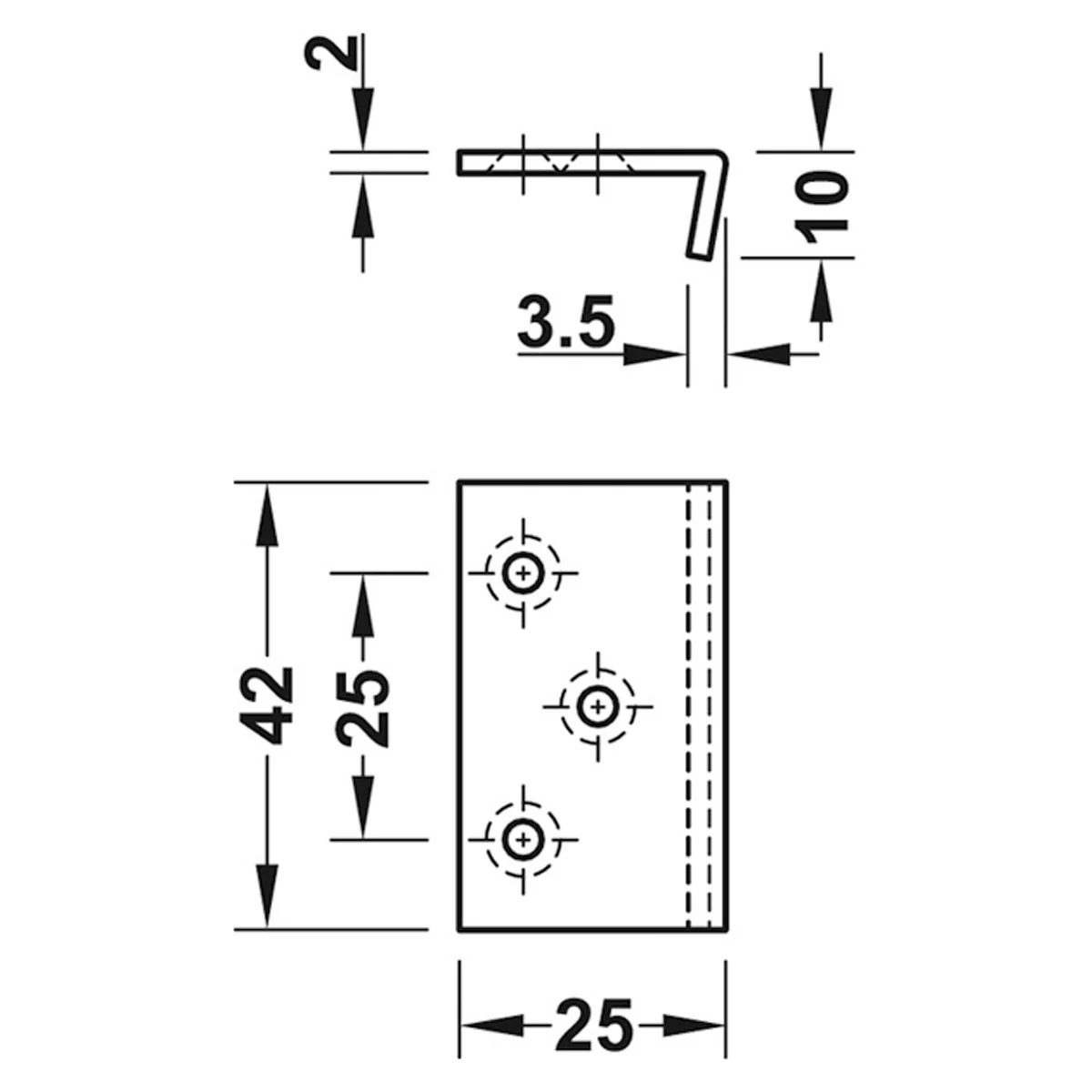 ANGLED STRIKING PLATE 42x25x10 NP - Image 2