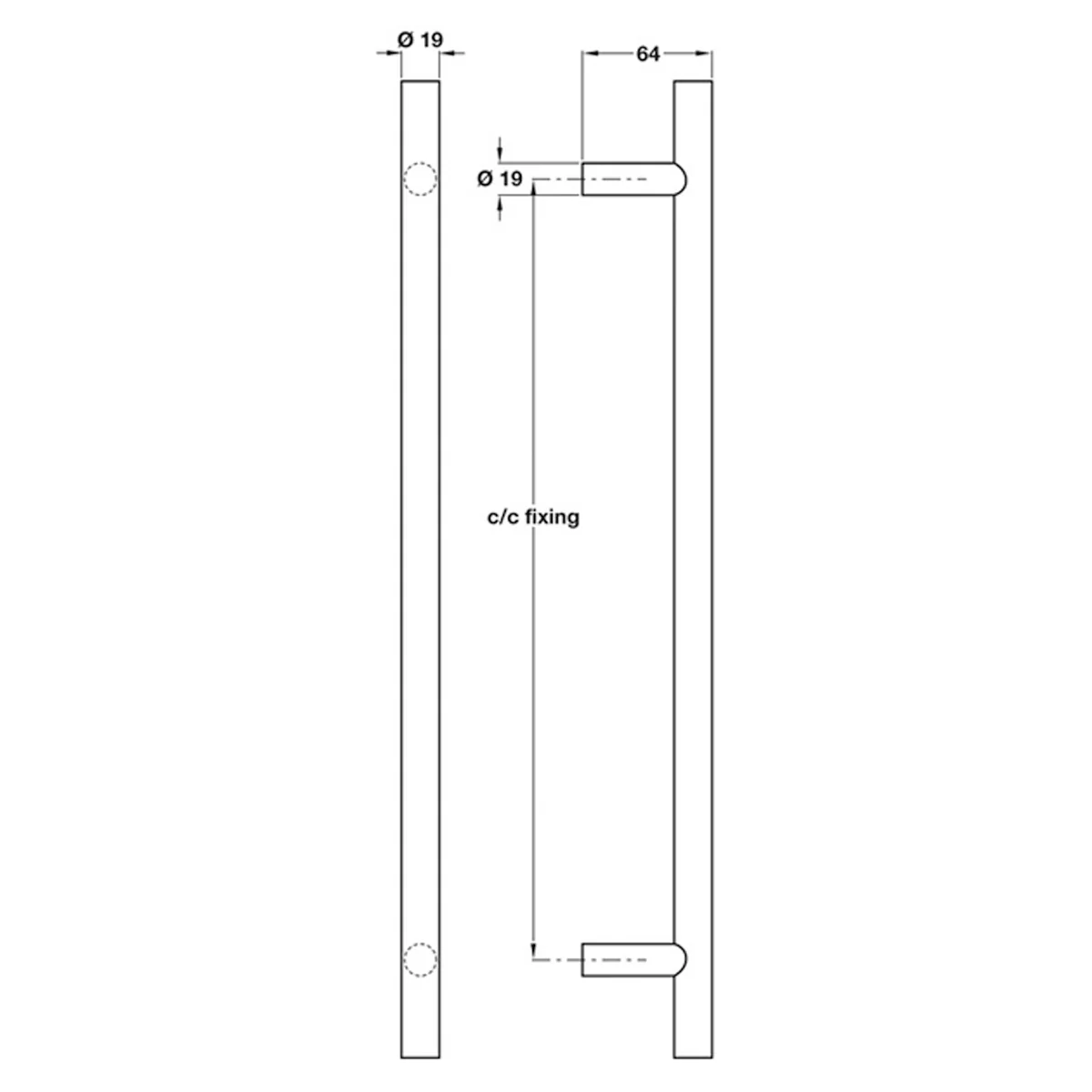 APPALACHIAN HANDLE D19x600 BOLT SAT - Image 2