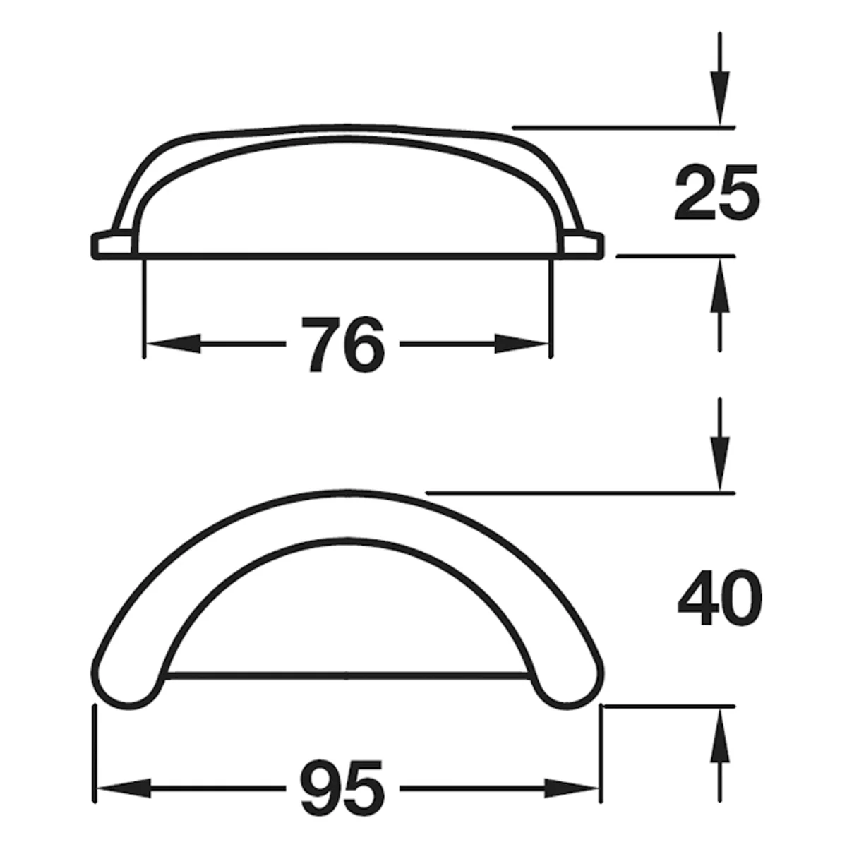ARIEL CUP HANDLE 95x40x25 ZA/PCP - Image 2