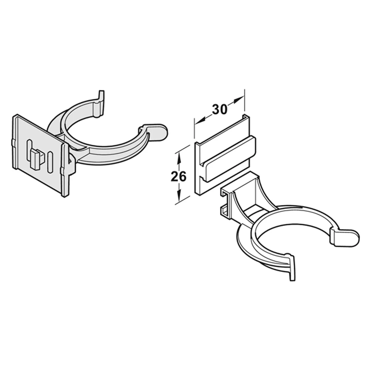 Axilo 78 Plinth Clip Slide-On White — Pack of 100 - Image 2