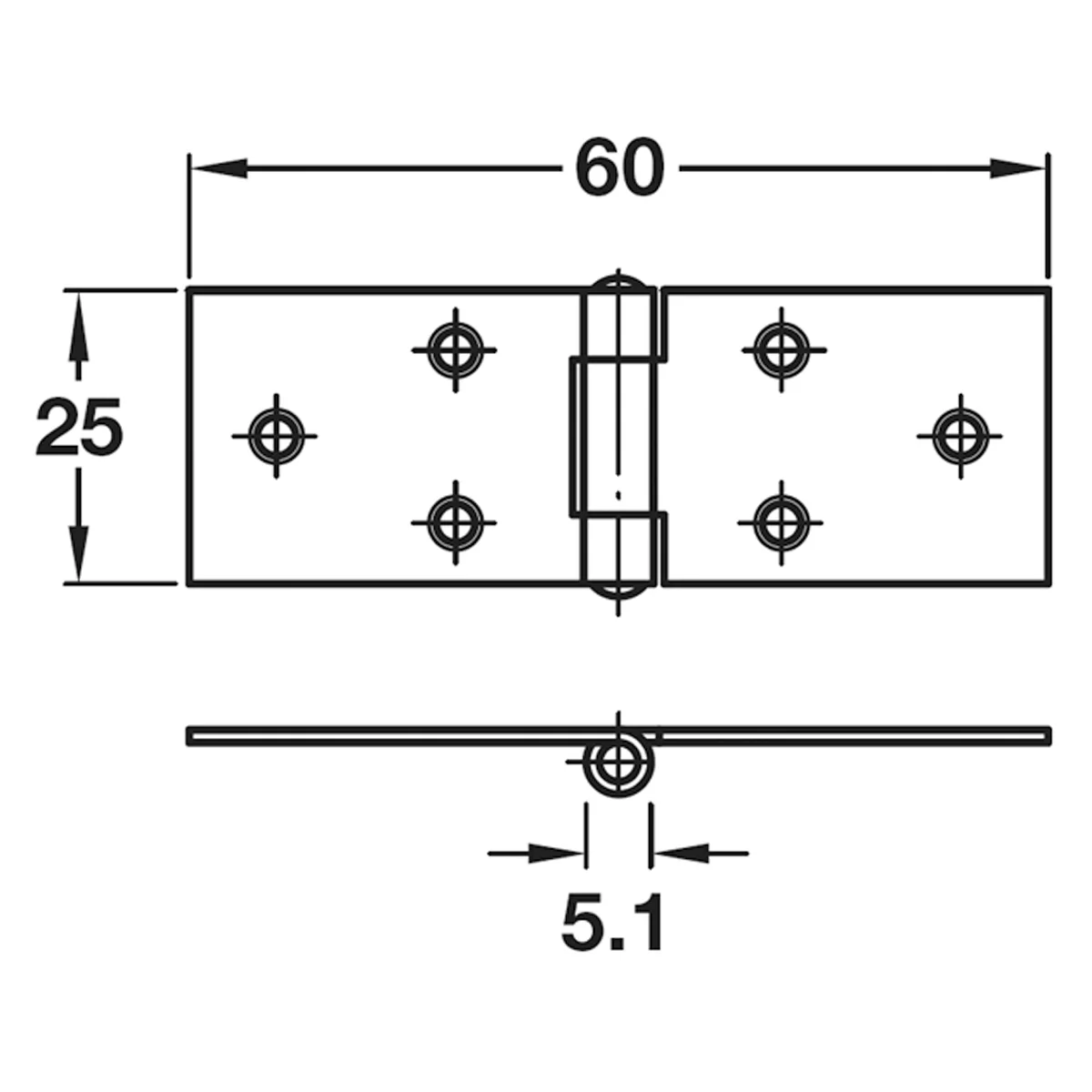 BACKFLAP HINGE DIN7954 60x25 ST/GLV - Image 2