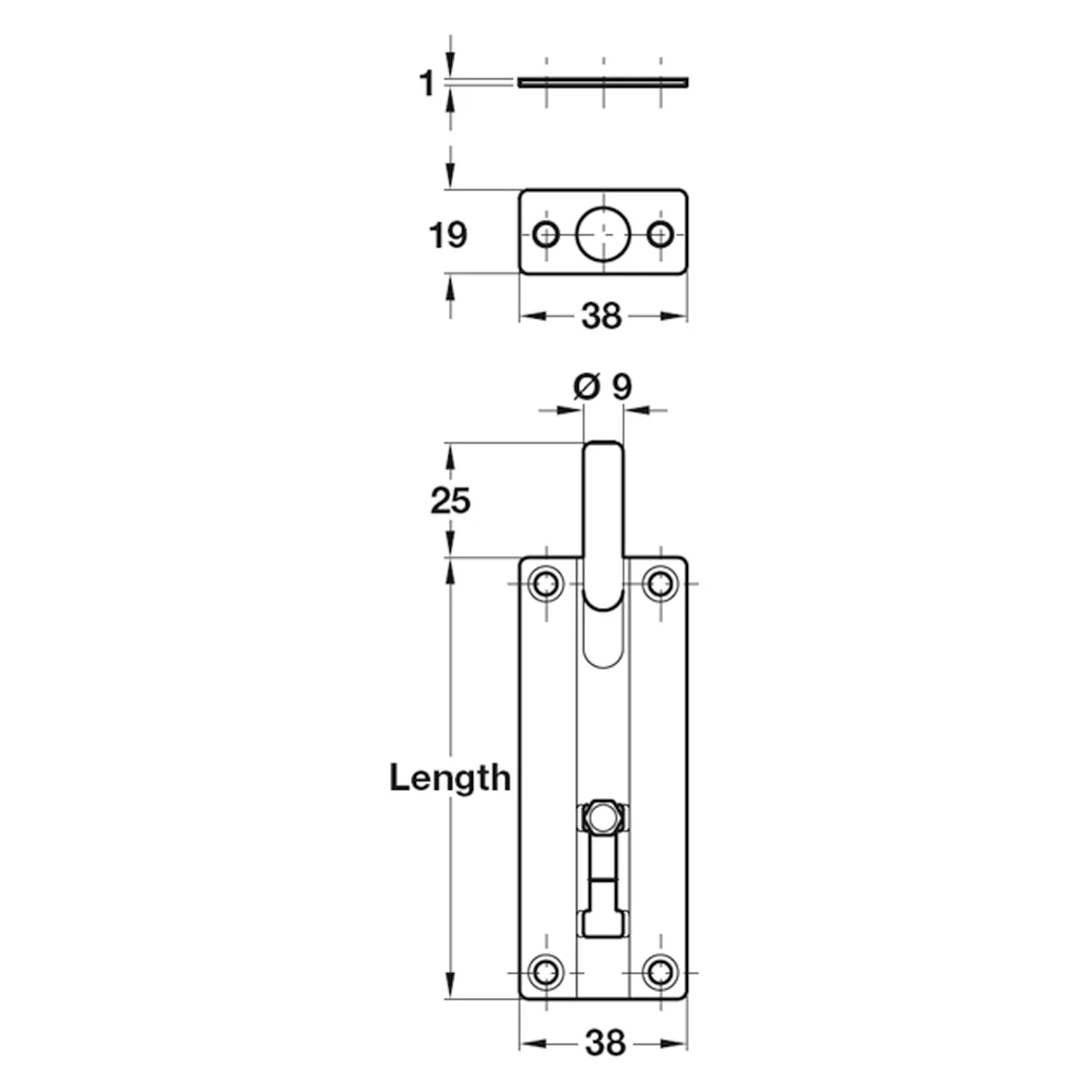 BARREL BOLT CRN 100x40x19 ST/POL - Image 2
