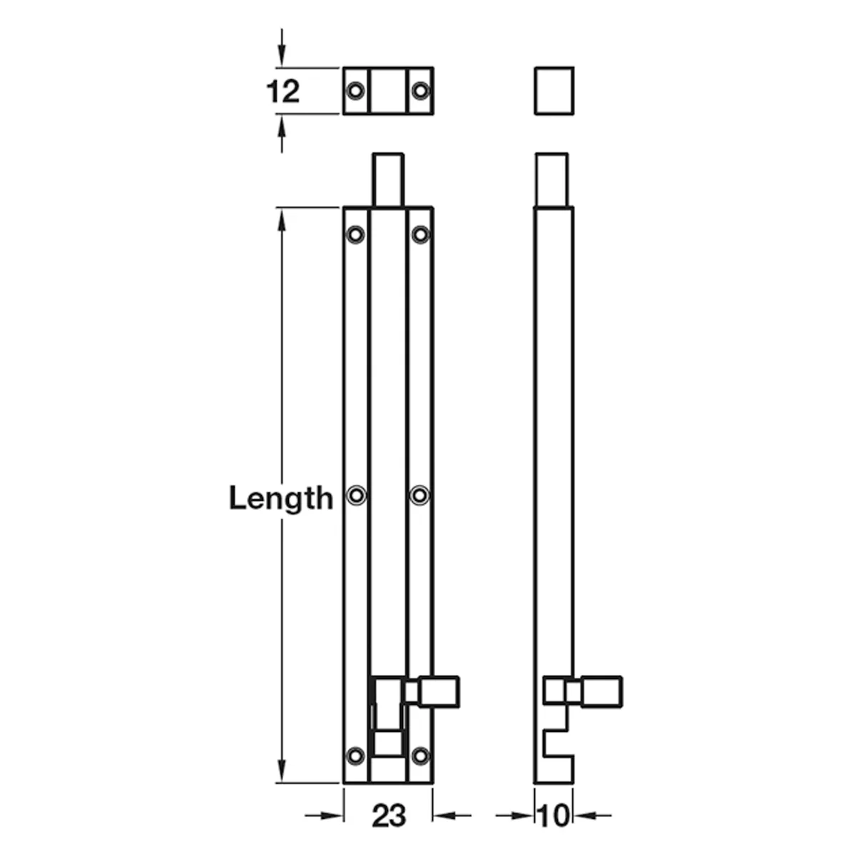 BARREL BOLT STR 64x23x13 ALU/SAA - Image 2