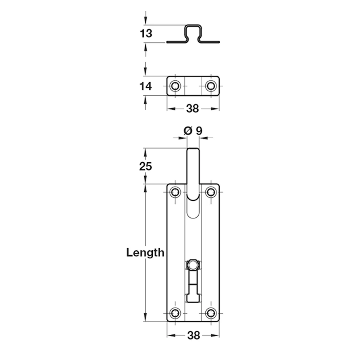 BARREL BOLT STR 80x40x19 ST/SAT - Image 2