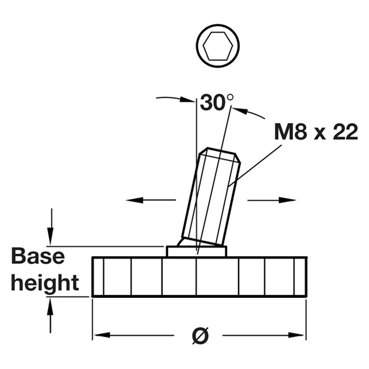BASE LEVELLER M8x22/D25x10 PL/BLACK - Image 2