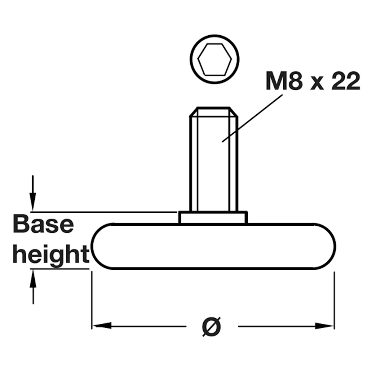 BASE LEVELLER M8x22/D30x9 PL/BLACK - Image 2