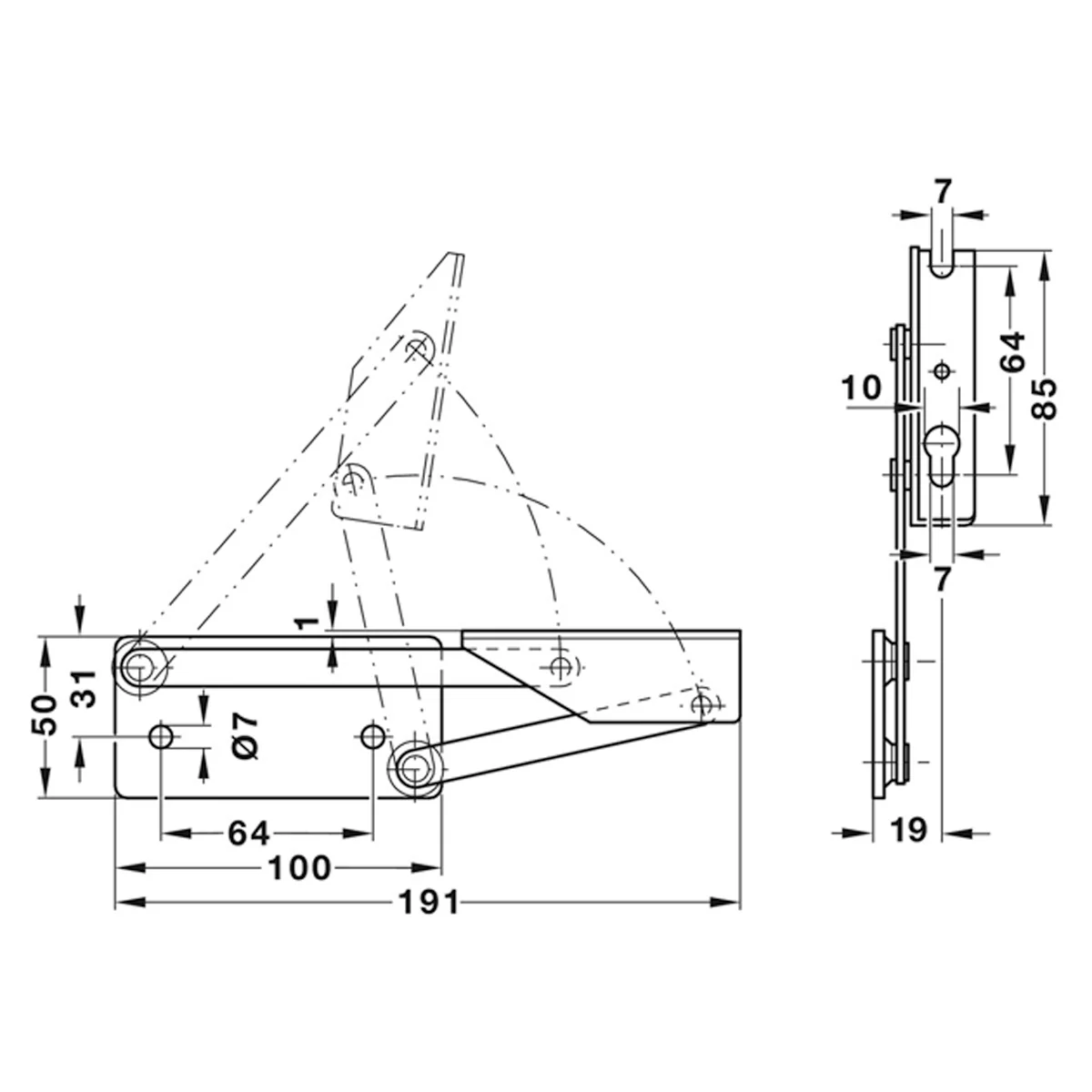 BENCH SEAT HINGE 90deg +SPR ST/BGV - Image 2