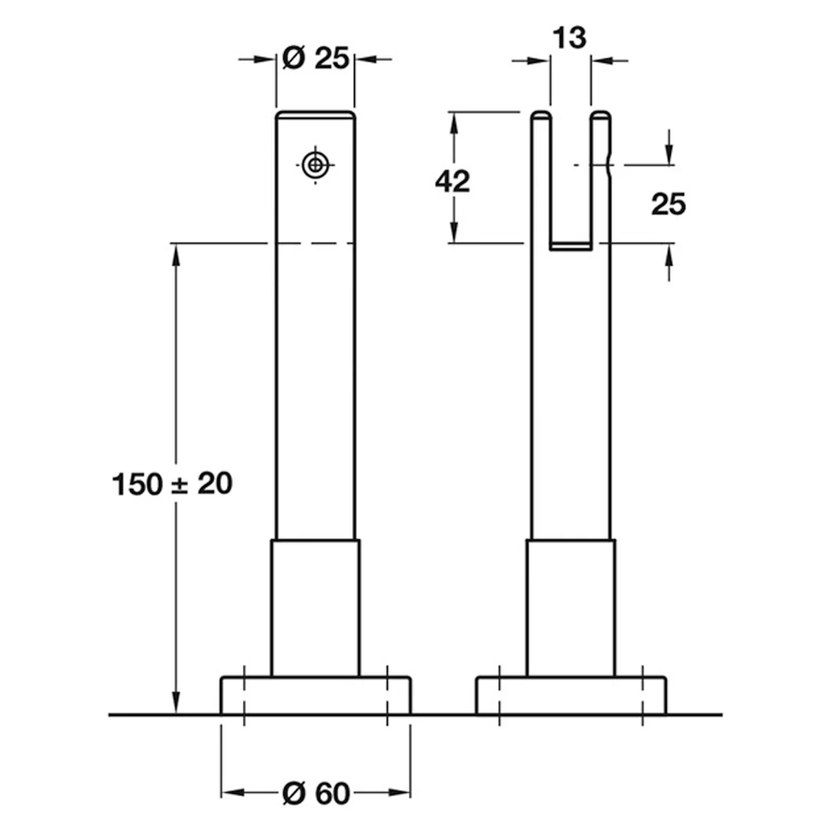 Board Partition Adjustable Foot Support Satin Stainless Steel Ø60x192mm - Image 2