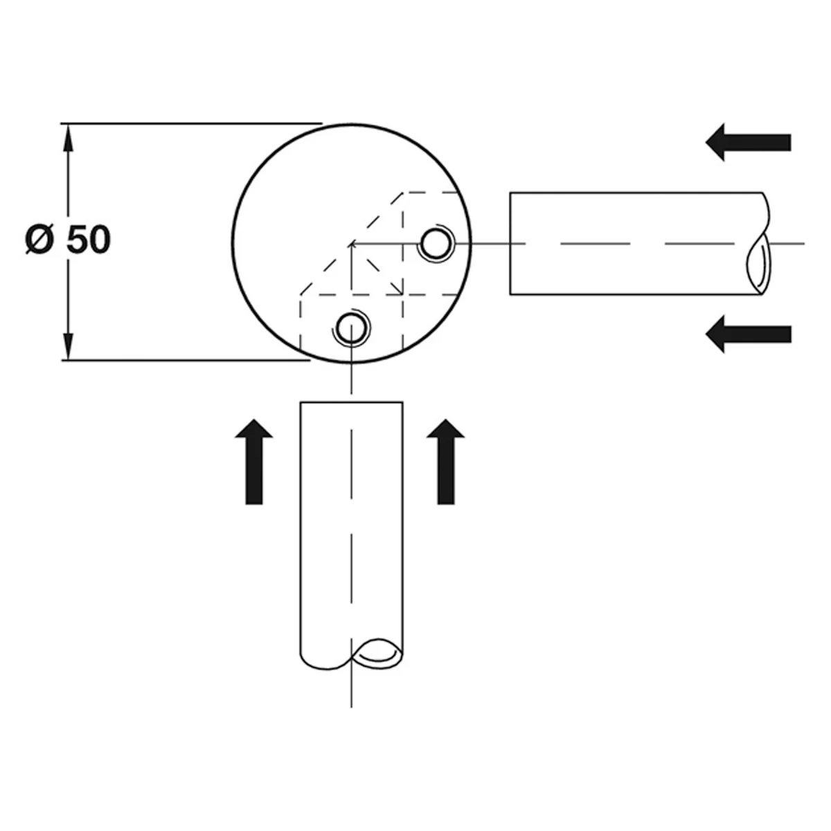 Board Partition Corner Piece Satin Stainless Steel Ø50mm - Image 2