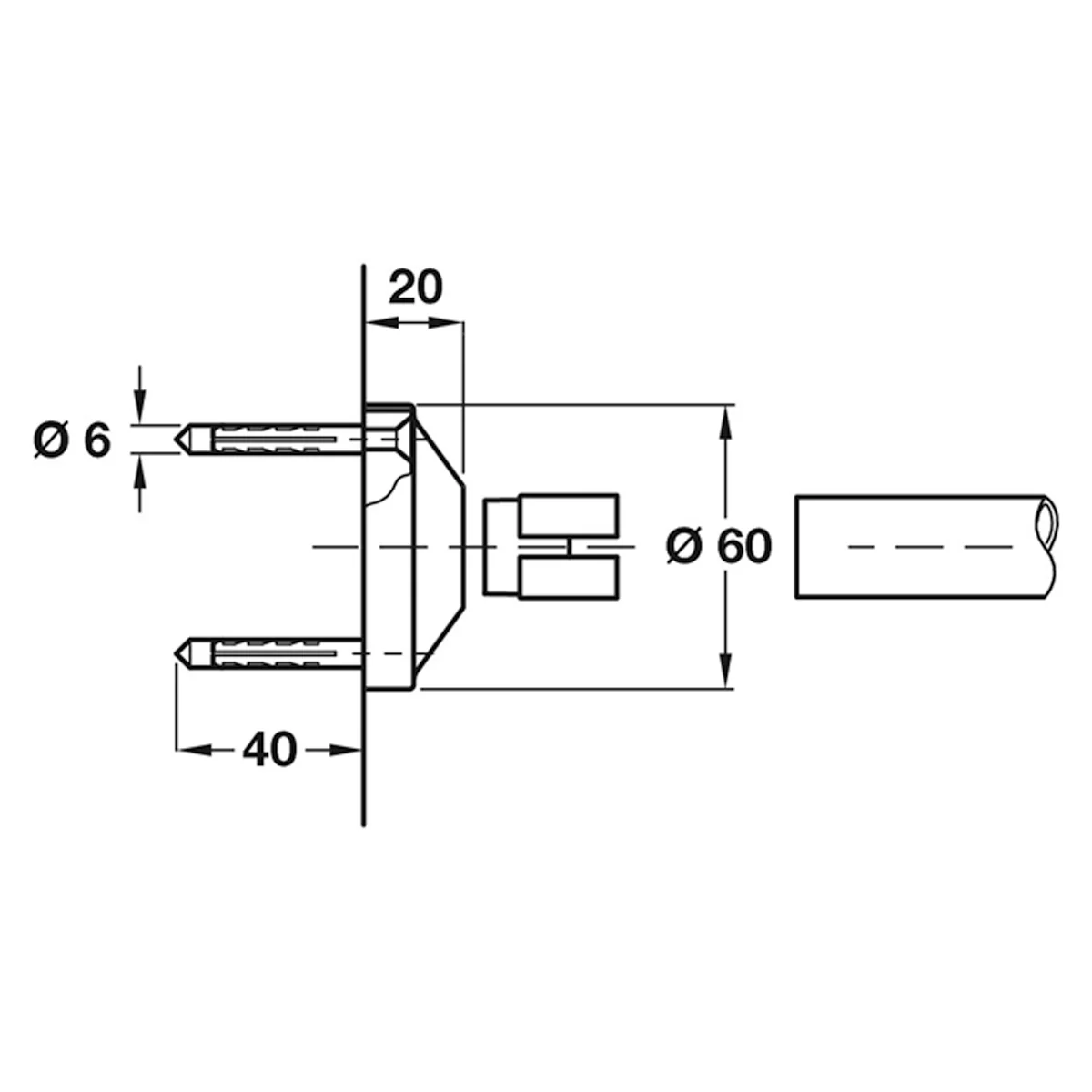Board Partition Headrail Socket Satin Stainless Steel Ø60x20mm - Image 2