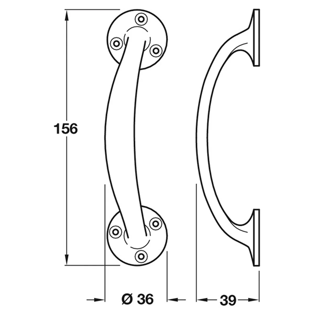 BOW HANDLE FACE D36x156x39 BRS/PCP - Image 2