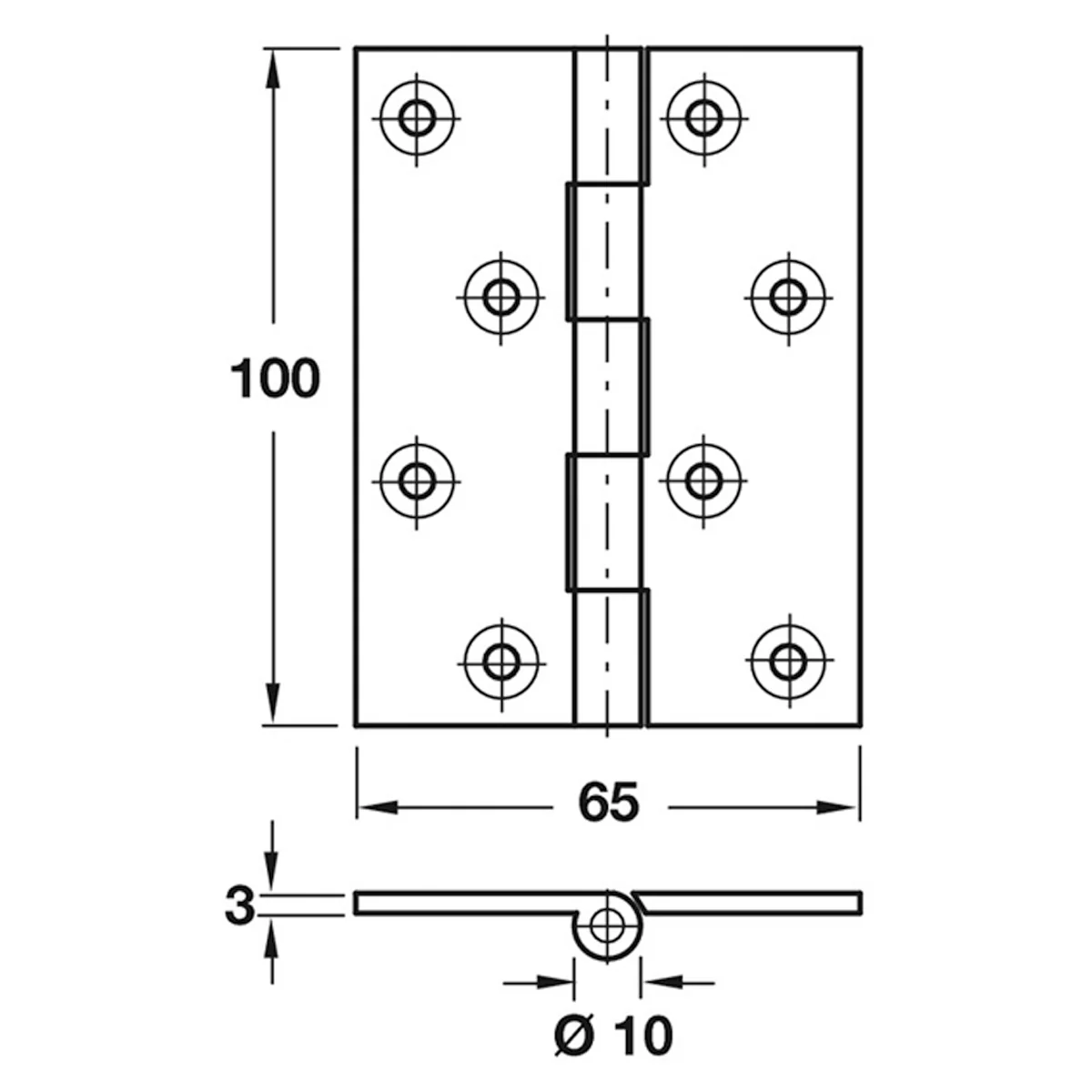 BUTT HINGE 207 HG 102x67x3 BRS PCP - Image 2