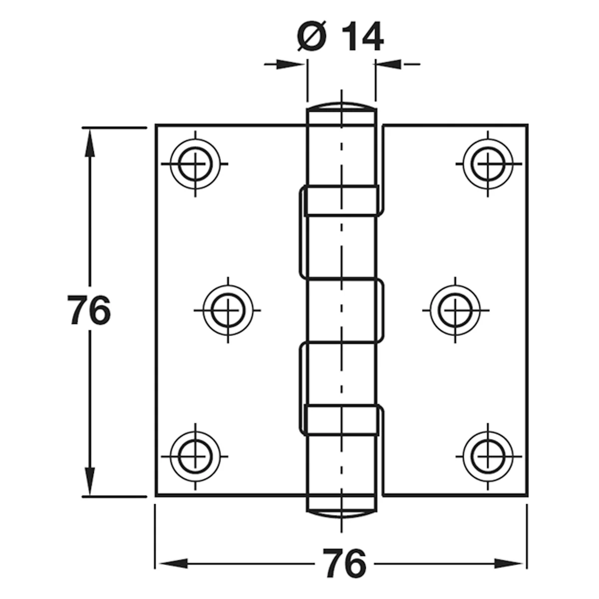 BUTT HINGE 2BB 76x76 STST/MAT - Image 2