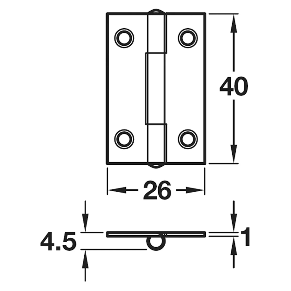 BUTT HINGE 40x26x1 ST/GLV - Image 2