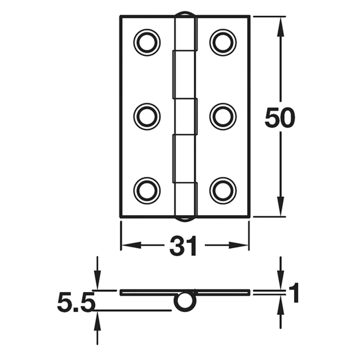 BUTT HINGE 50x31x1 ST/GLV - Image 2