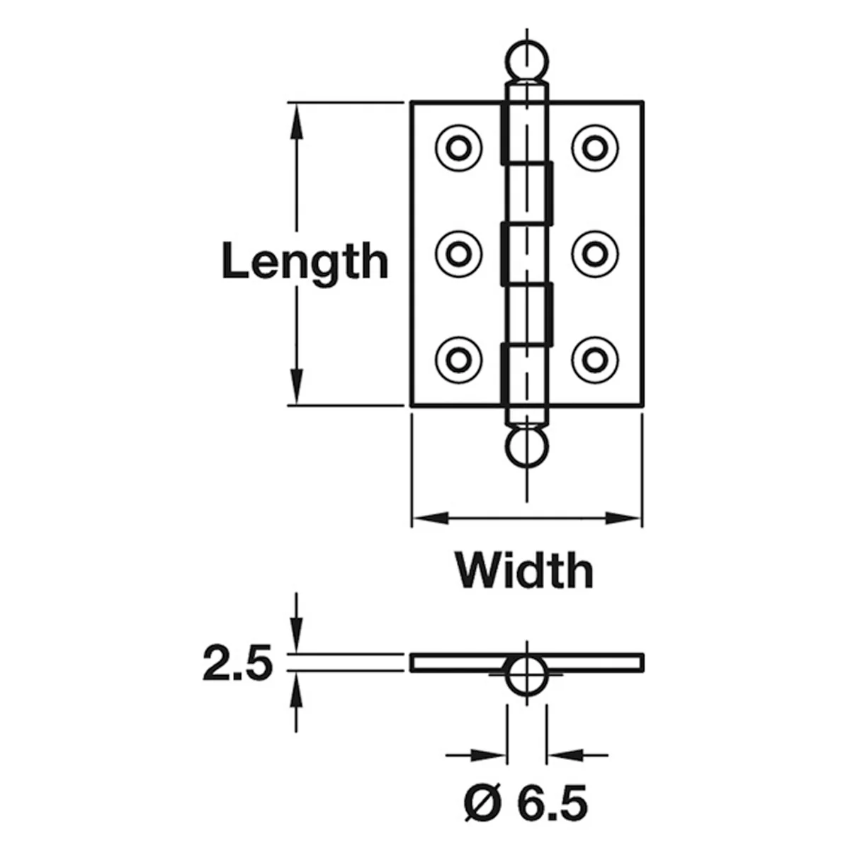BUTT HINGE BALL 63x35 BRS/PCP - Image 2