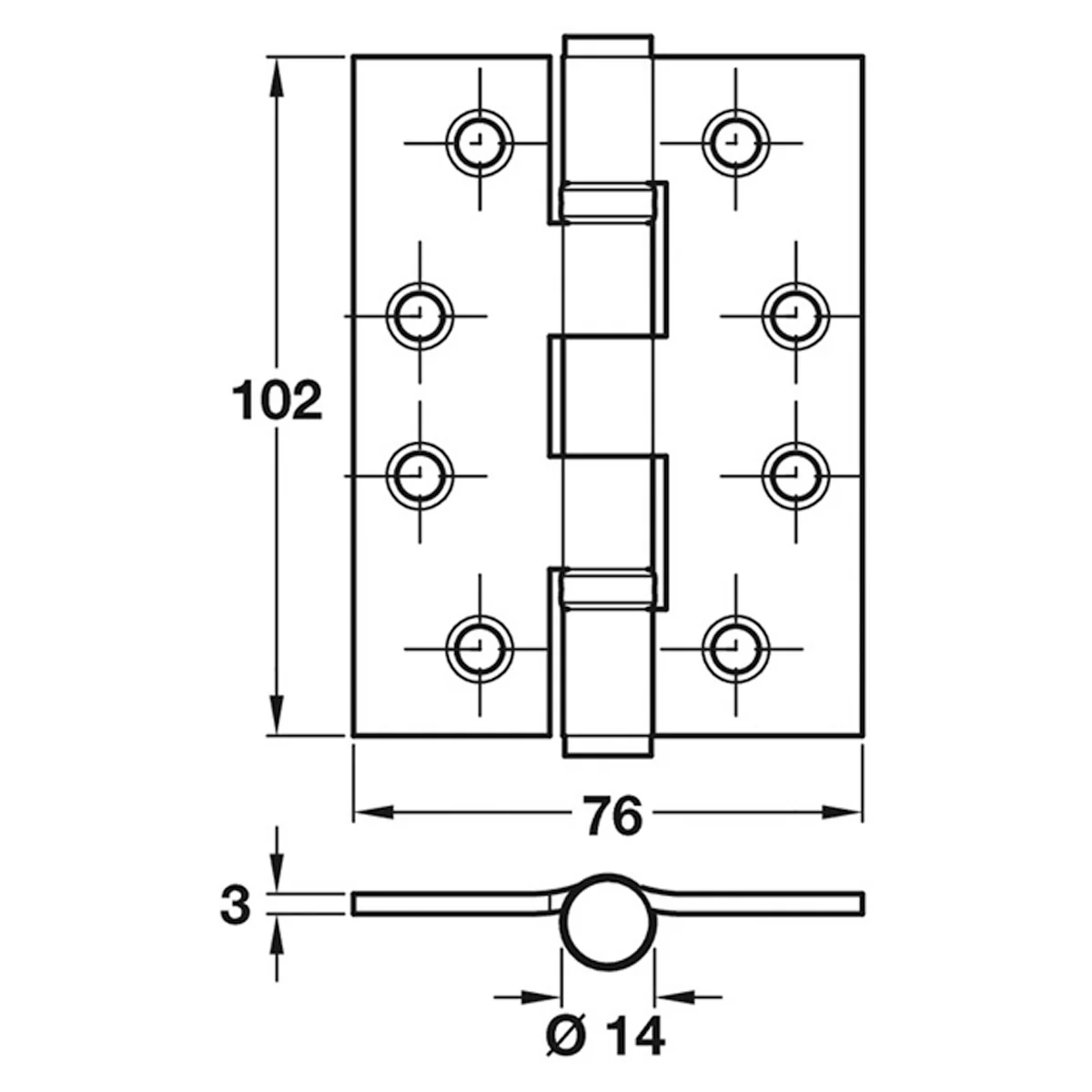 BUTT HINGE BB 102x76 SQU SSS - Image 2