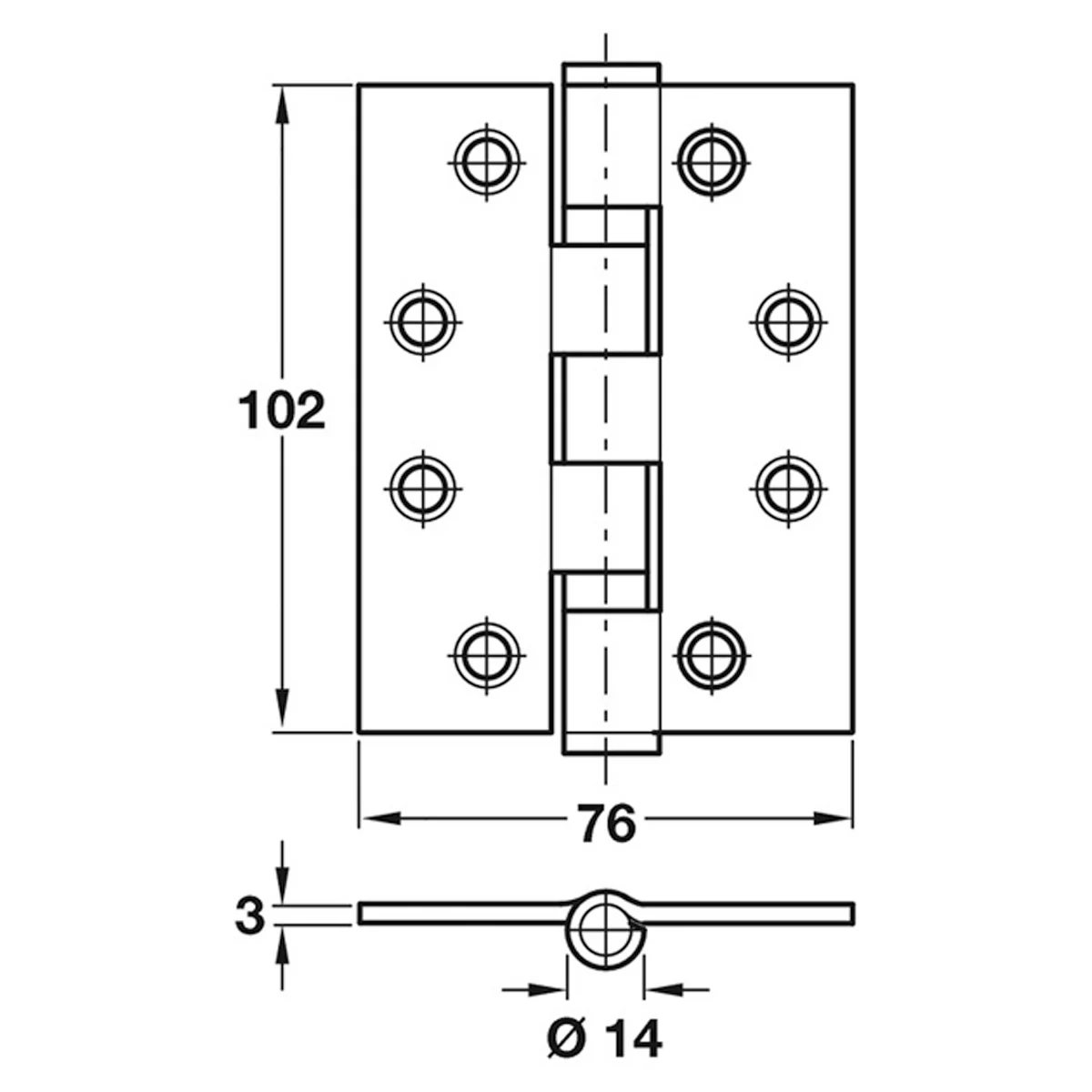 BUTT HINGE BB 102x76x17 G13 PSS - Image 2