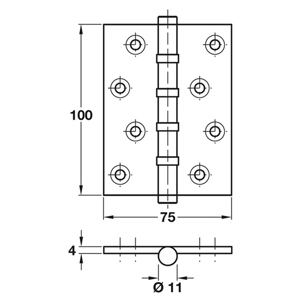 BUTT HINGE BB SQU 100x75x4 MBK - Image 2