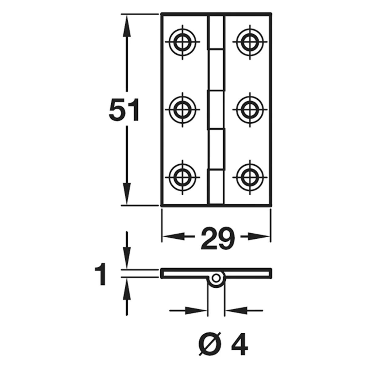 BUTT HINGE BROAD 51x29x1 BRS/SCP - Image 2