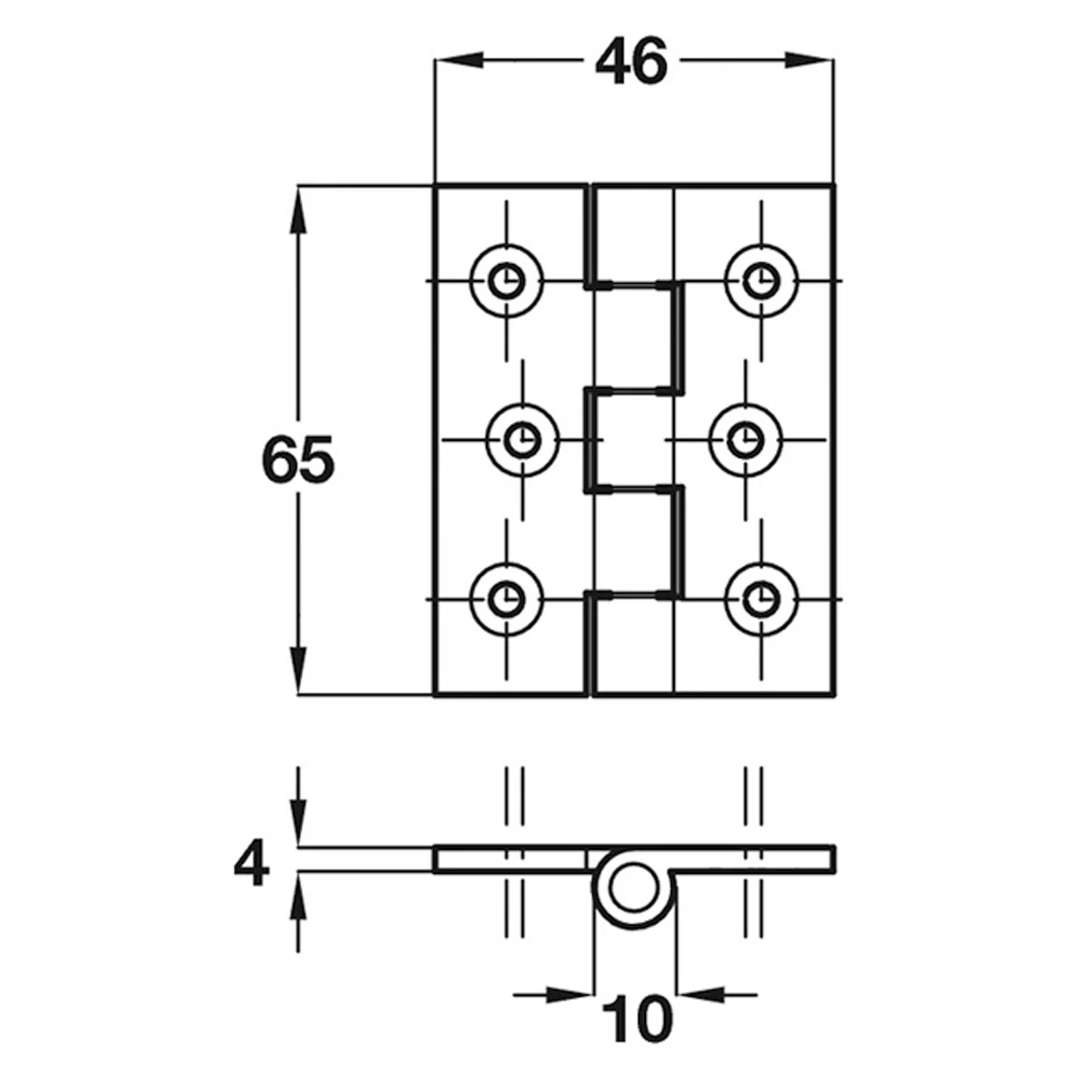BUTT HINGE CAST IRON 65x46x10 BLK - Image 2
