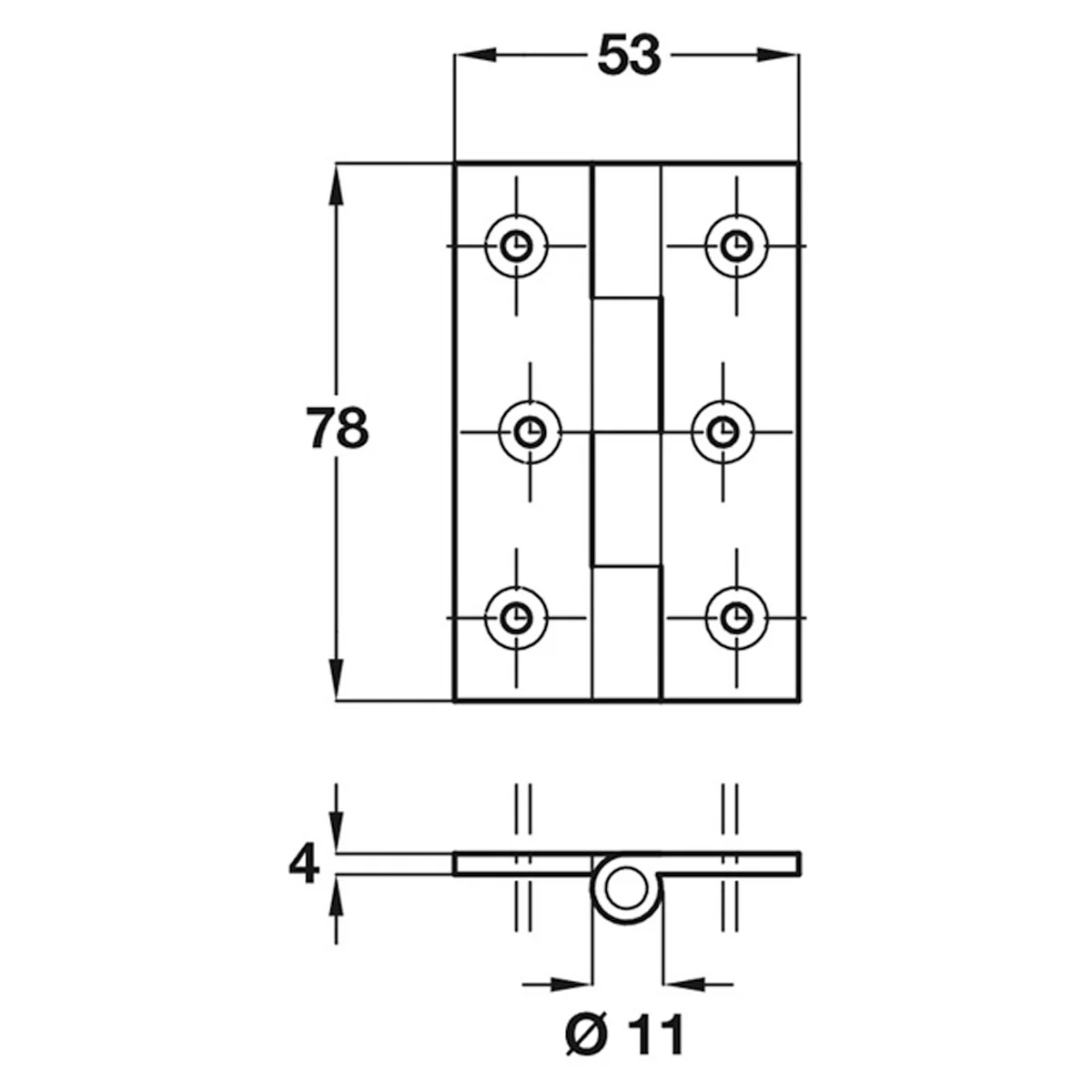 BUTT HINGE CAST IRON 78x53x5 BLK - Image 2