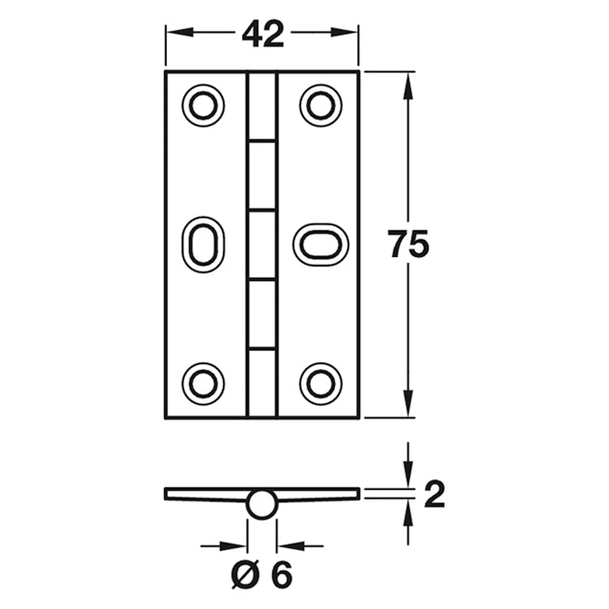 BUTT HINGE ELONG 75x42 BRS/SCP - Image 2