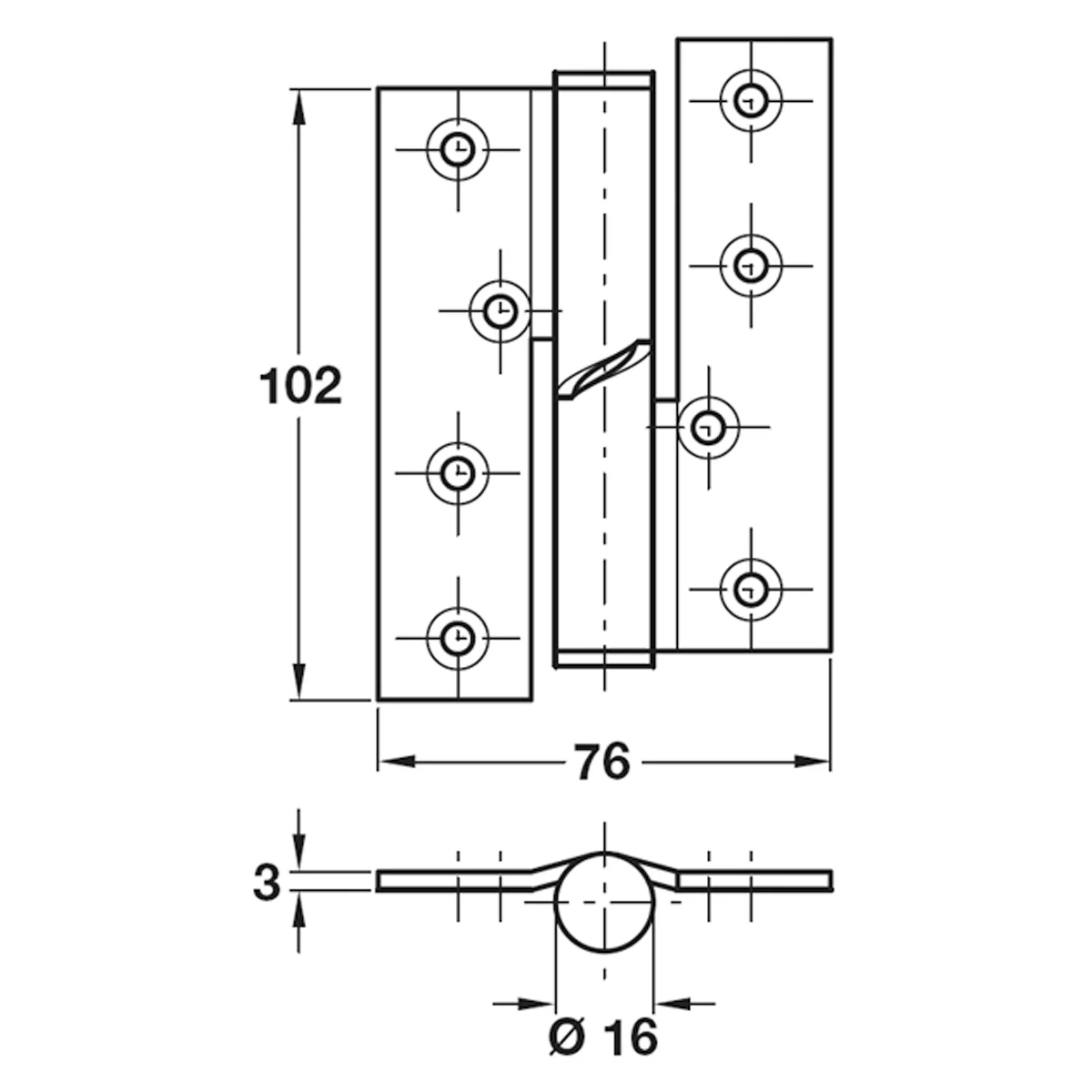 BUTT HINGE FALLING 76x102 AC SSS - Image 2