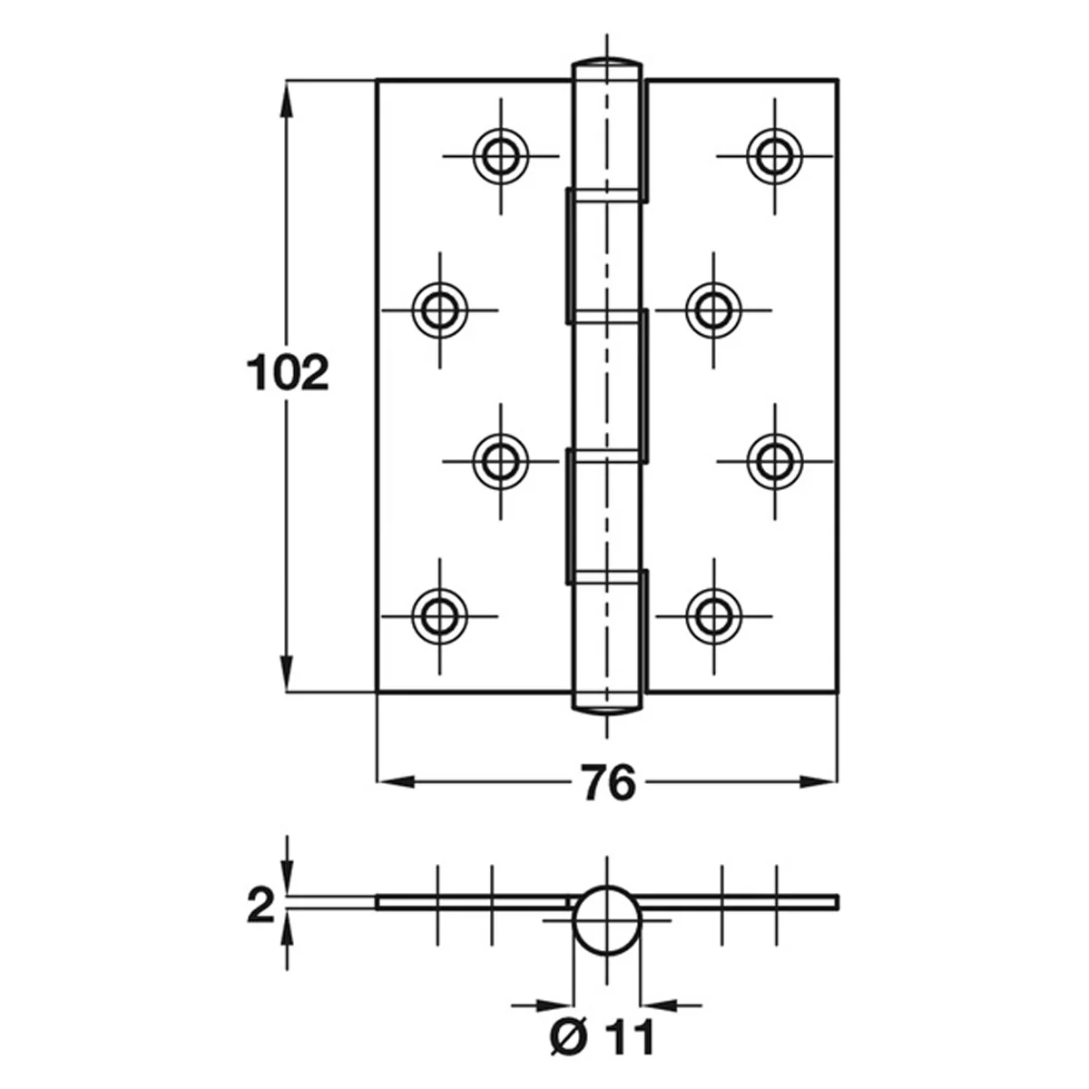 BUTT HINGE WASHERED 102x76 SQU SSS - Image 2