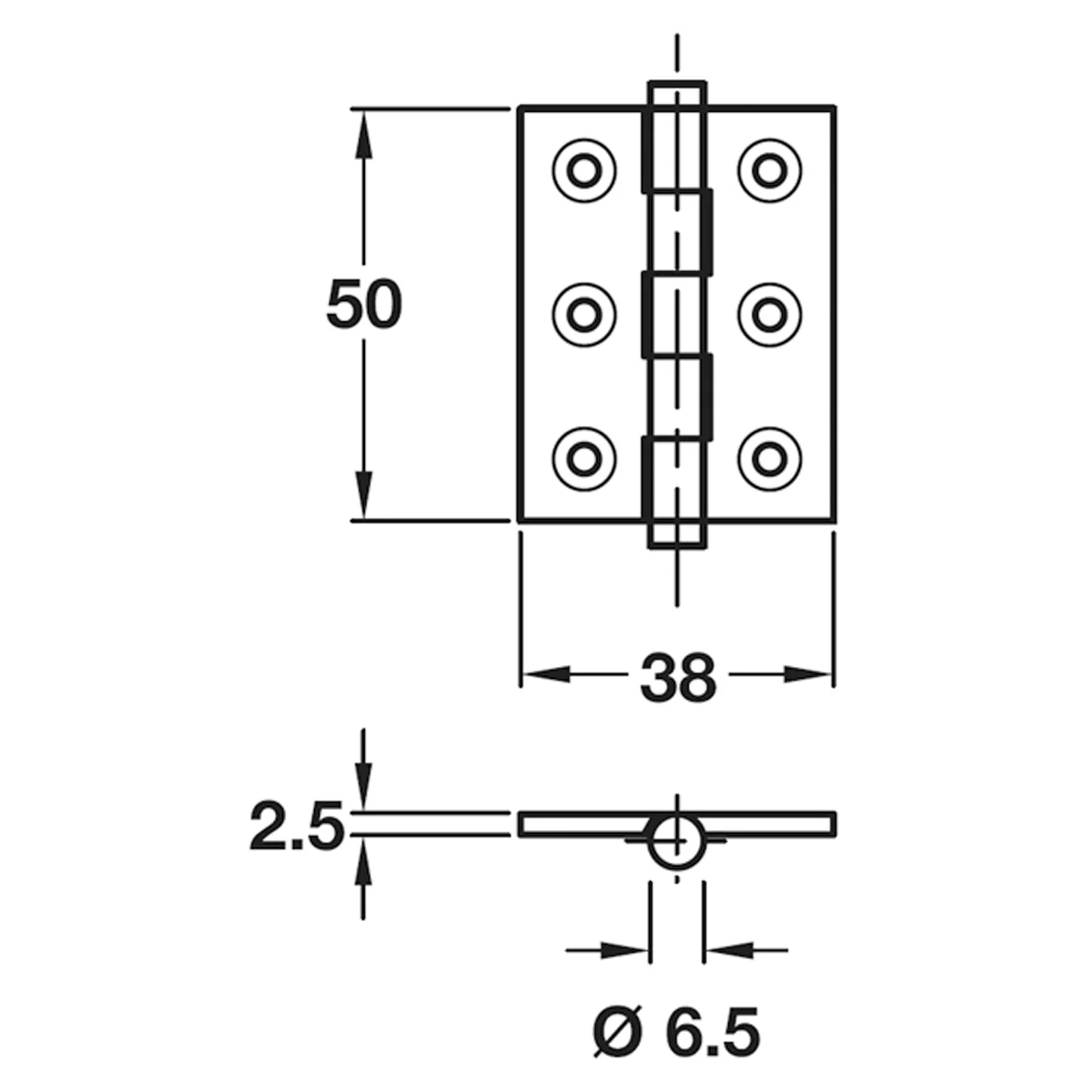 BUTTON FINIAL BUTT HINGE 50x38 SNP - Image 2