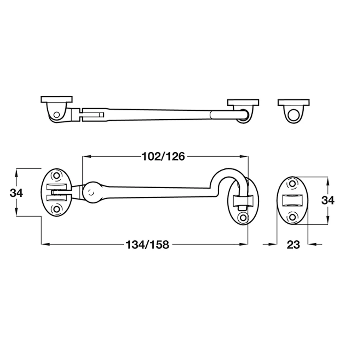 CABIN HOOK+EYE 126x34x23 BRS/PCP - Image 2