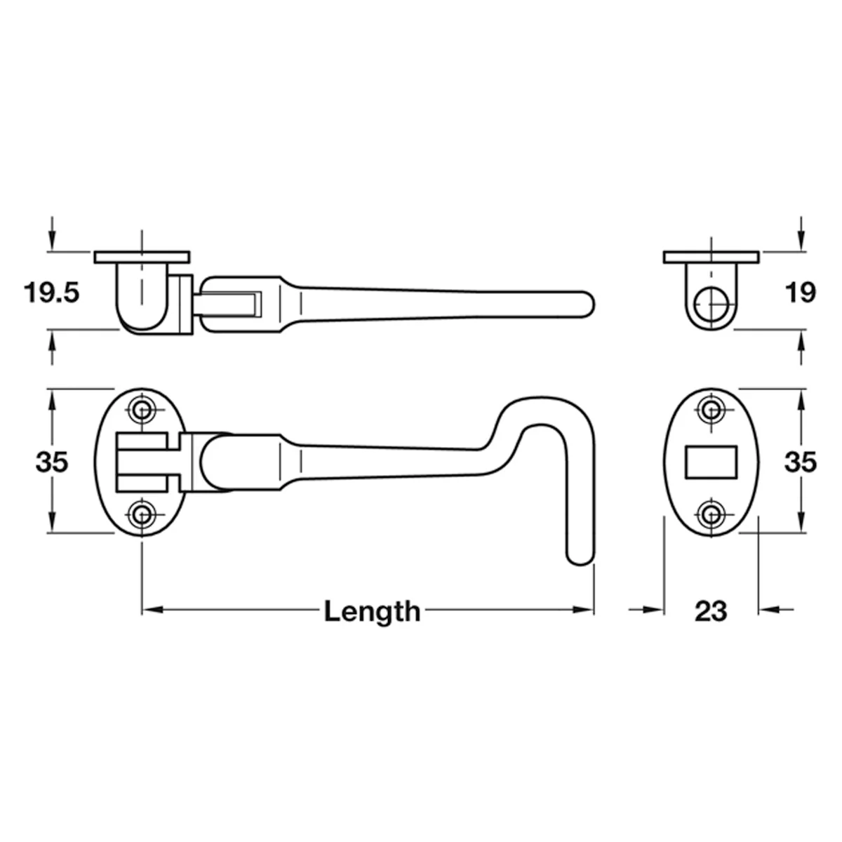 CABIN HOOK+EYE SILENT 150x35 SSS - Image 2