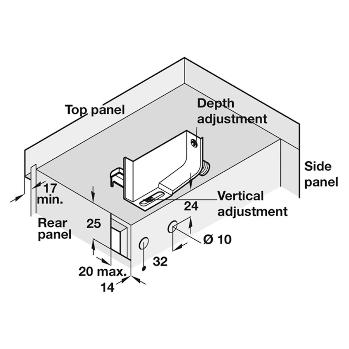 CABINET HANGER DOWEL D10 LH CR/WHI - Image 2