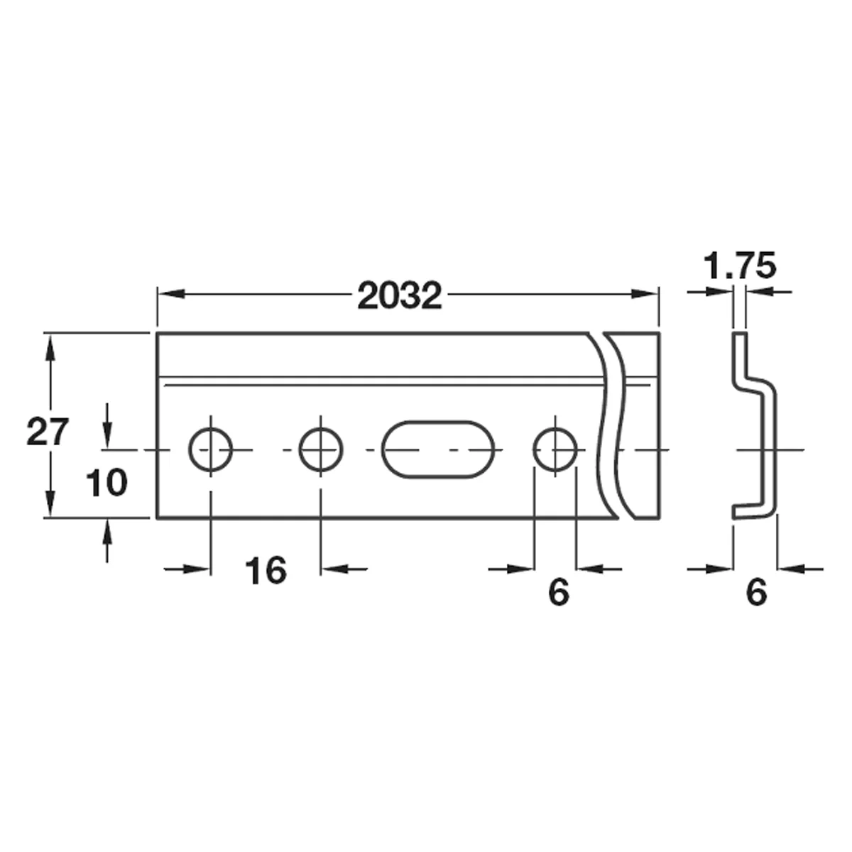 CABINET WALL RAIL 2032x27 ST/GLV - Image 2