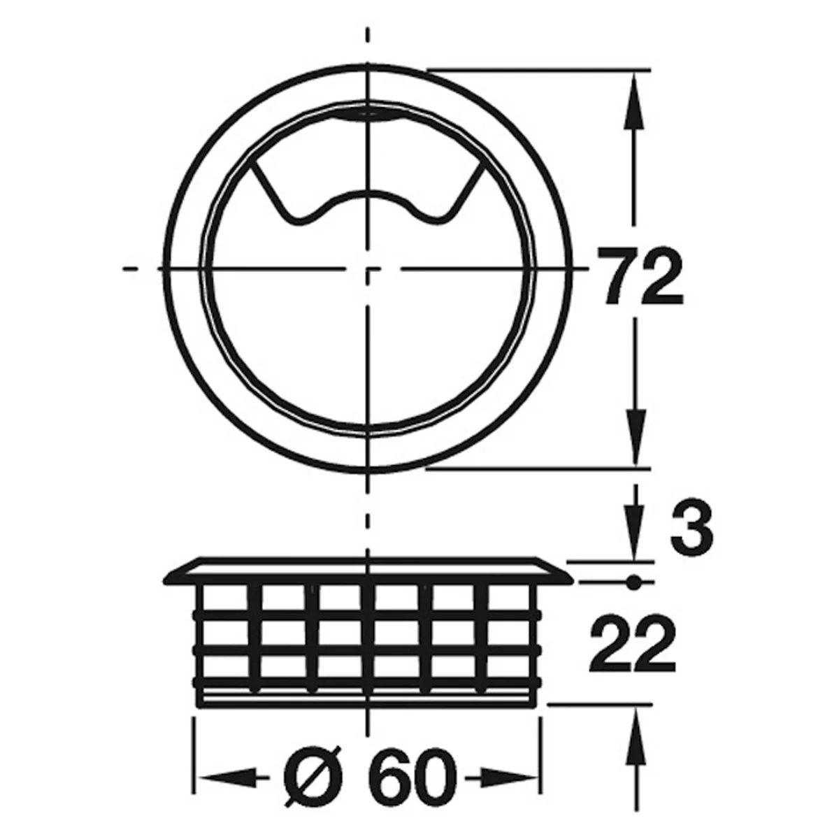 CABLE OUTLET 3PART D60 PL/BEIGE - Image 2