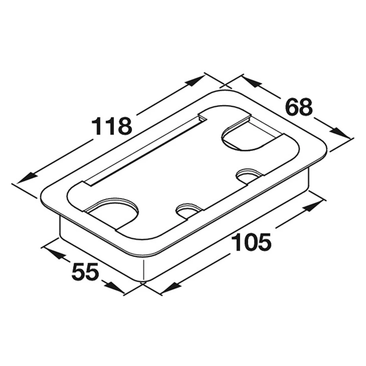 CABLE OUTLET RECT 105x55 PL/BLACK - Image 2