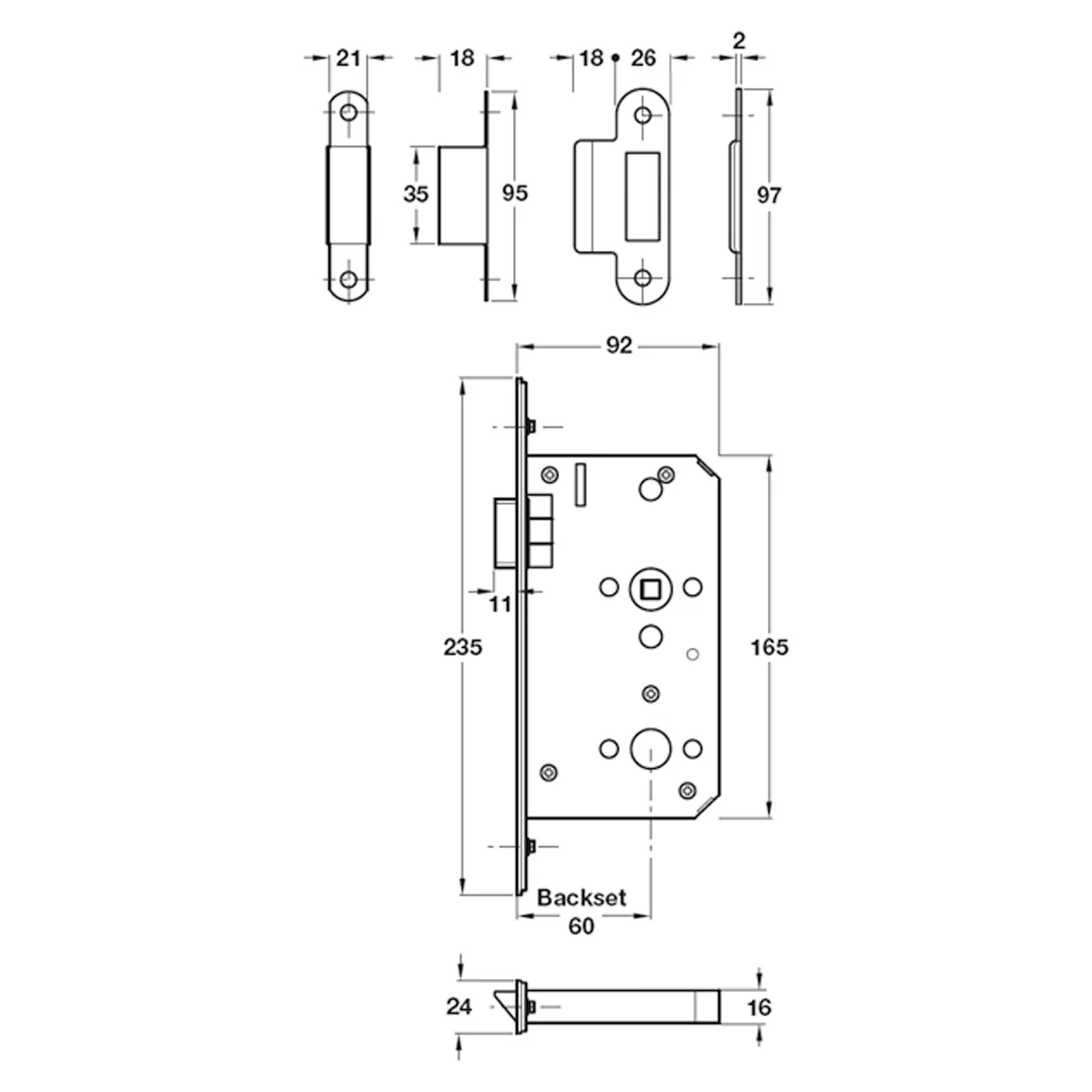 CALIBRE MORTICE LATCH GST/SAT - Image 2