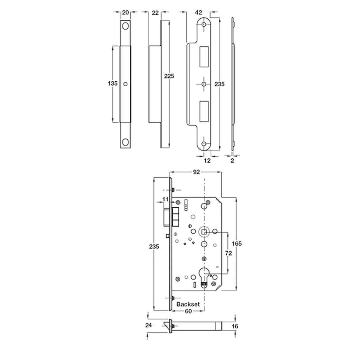 CALIBRE MORTICE NIGHTLATCH GST/SAT - Image 2