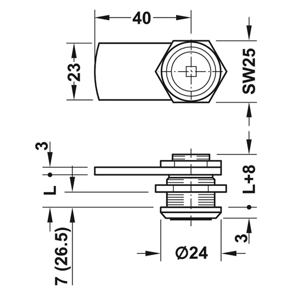CAM LOCK FOR TRI KEY 90deg LEFT 32.5 - Image 2