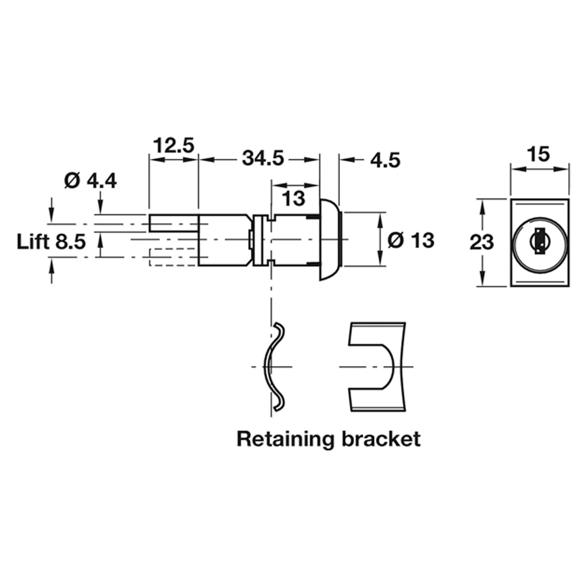 CENT LOCK ROTARY CYL 15x23 RAND MNP - Image 2