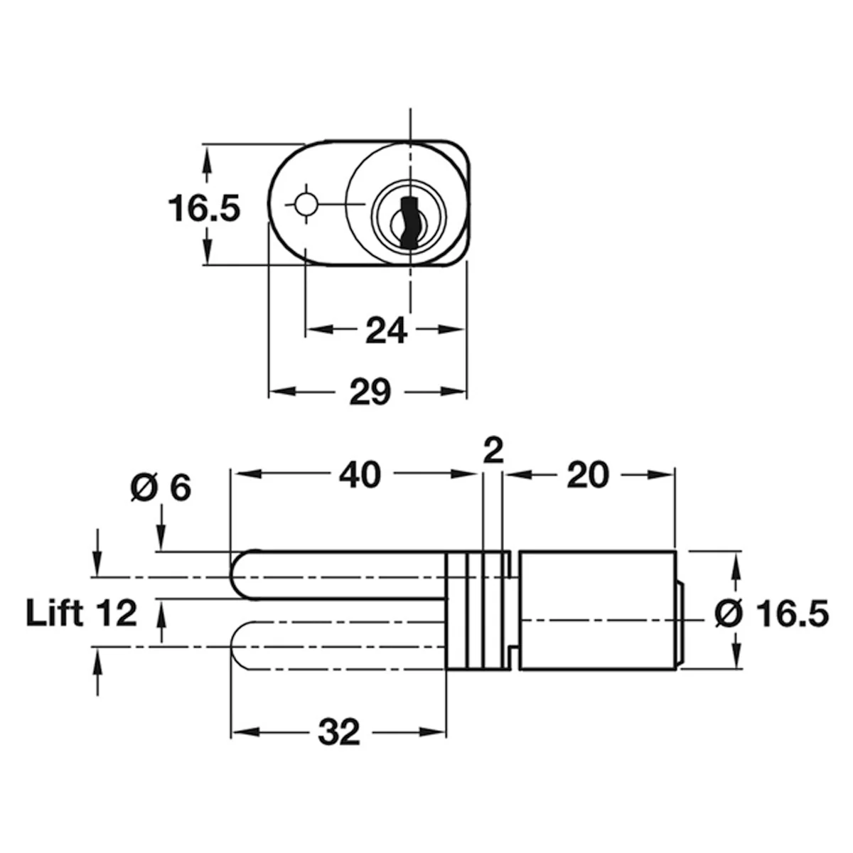 CENT LOCK ROTARY CYL 30x16.5 RAND - Image 2