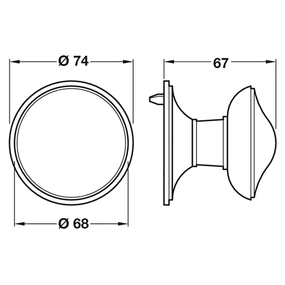CENTRE DOOR KNOB D74x67 ZA/SNI - Image 2