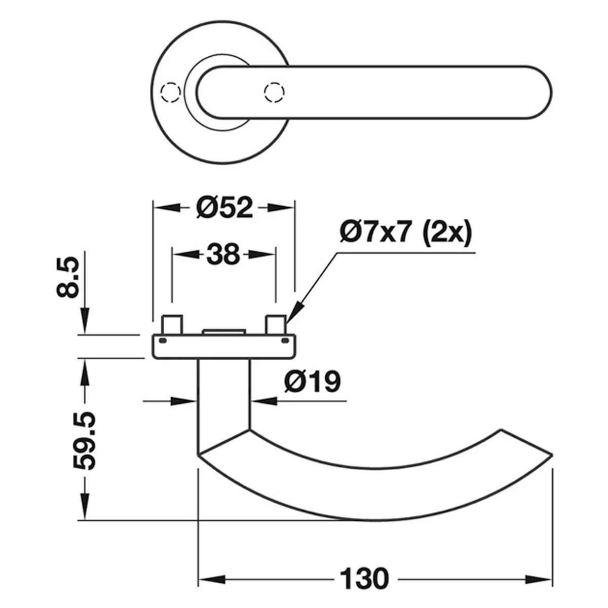 CHAMP SHAPED LEVER HANDLE STST/SAT - Image 2