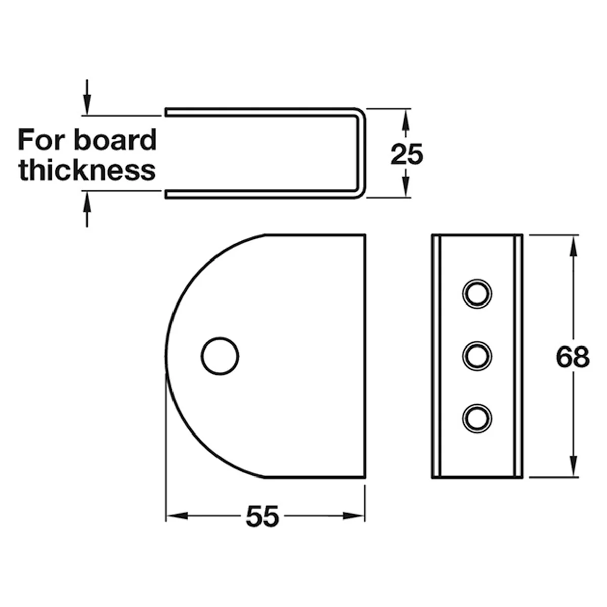Channel Bracket Set 17-21mm Satin Anodised Aluminium - Image 2