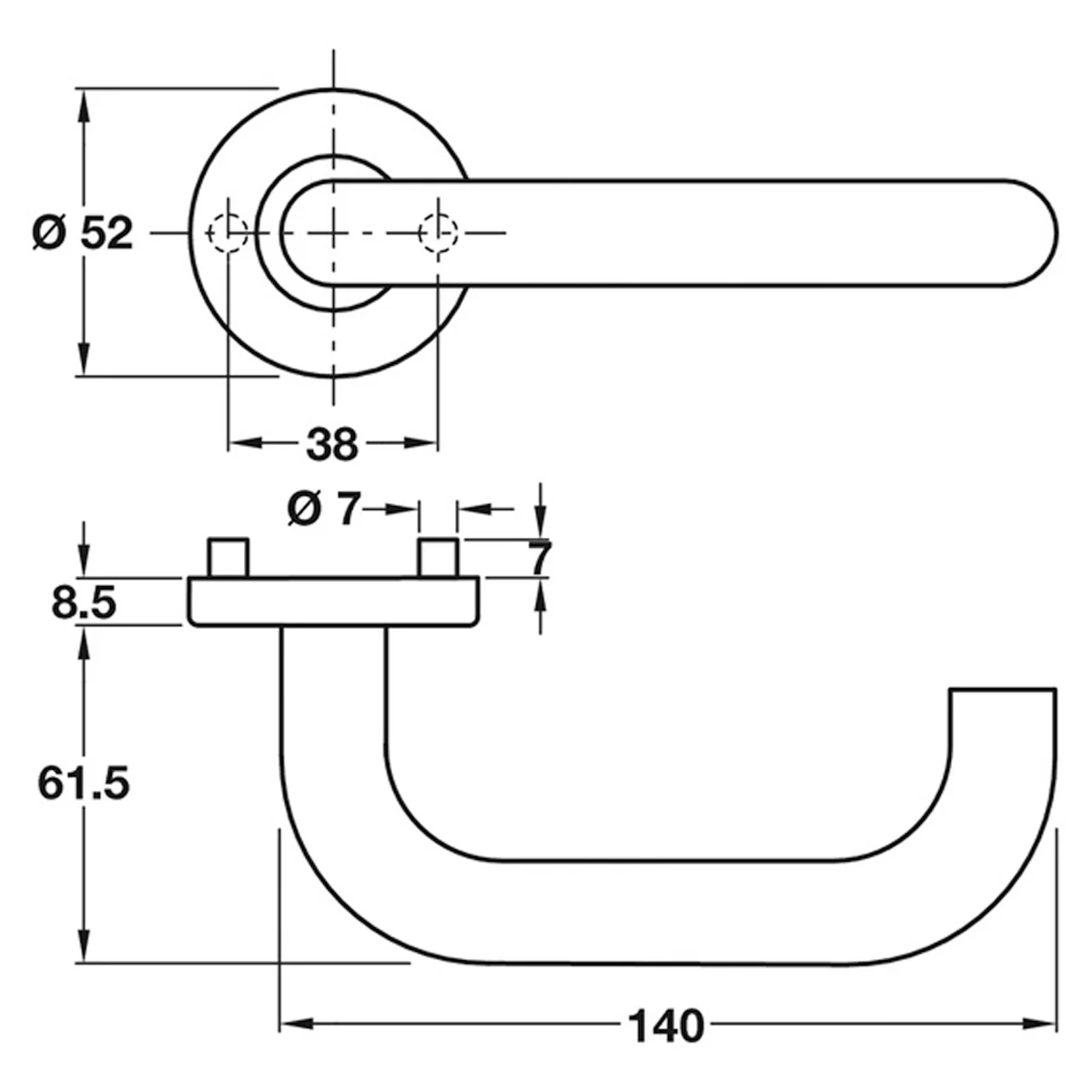 CHASE SHAPED LEVER HANDLE STST/SAT - Image 2