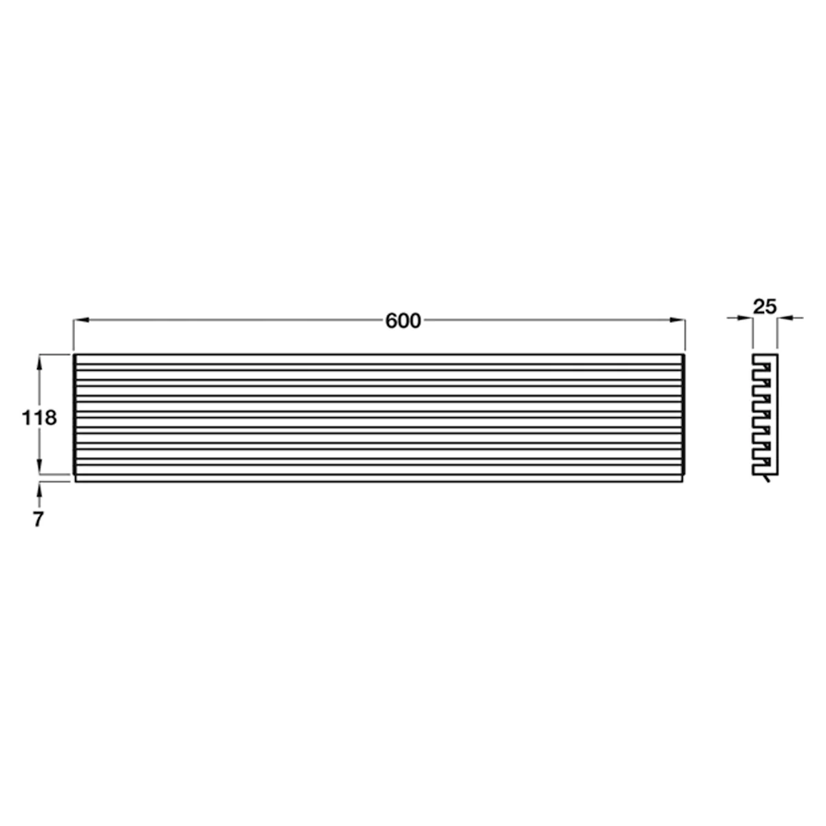 Click Vent System 600x118mm Stainless Steel - Image 2