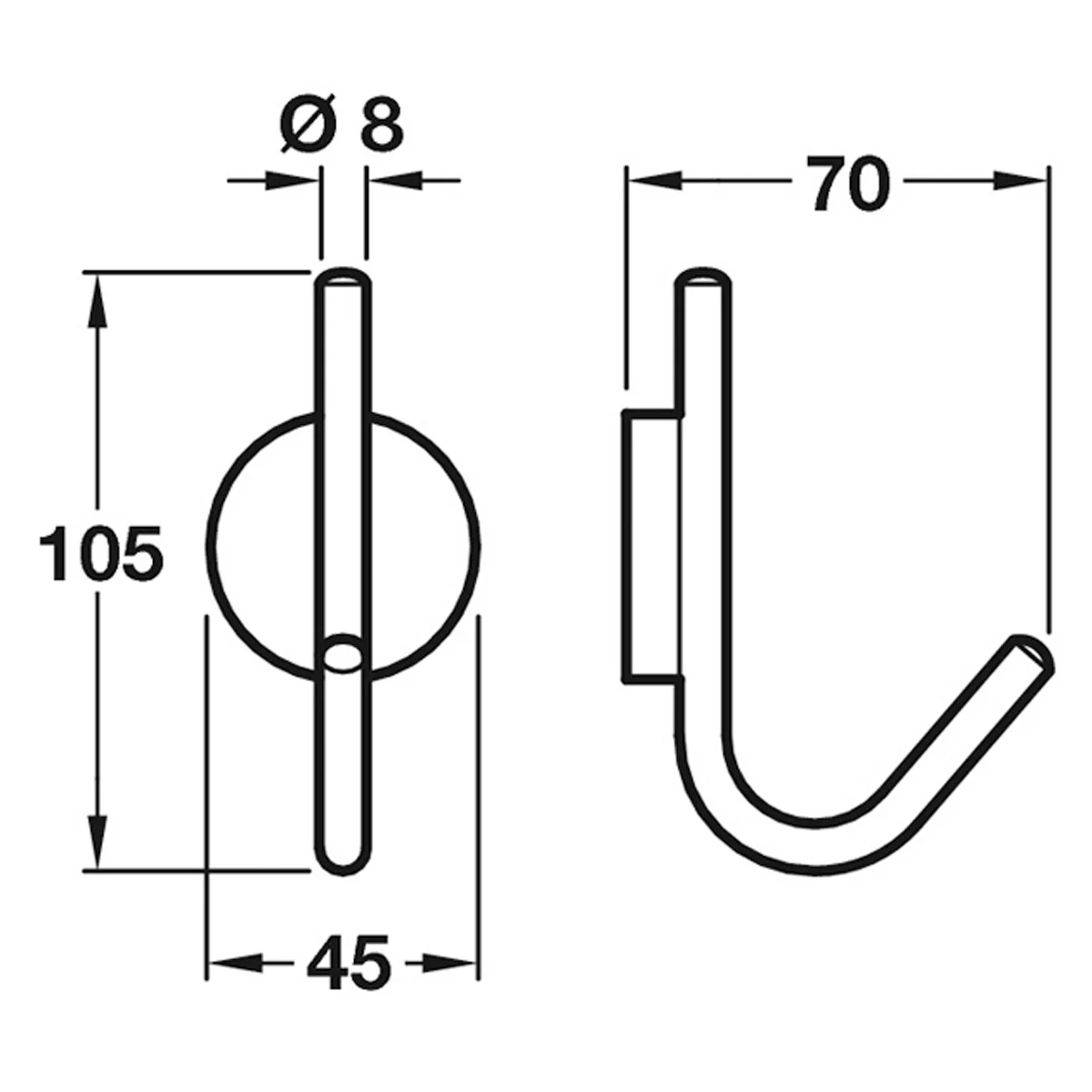 COAT HOOK 105x45x70 BMSS - Image 2