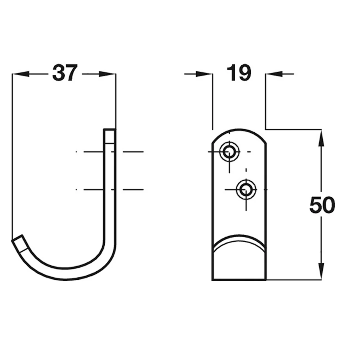 COAT HOOK 20x50x30 SAA - Image 2